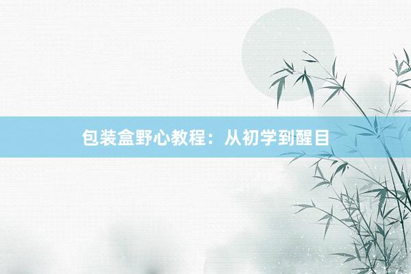 包装盒野心教程：从初学到醒目